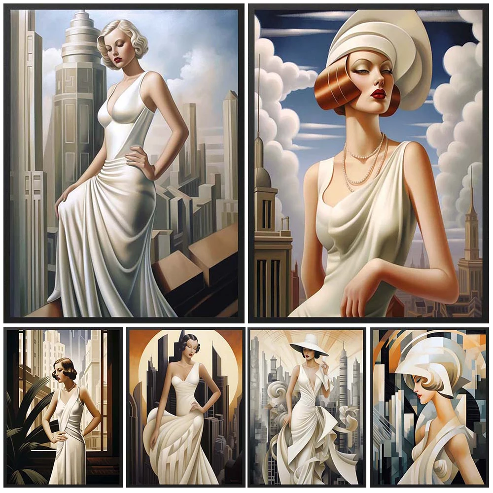 

Illustration Girl Cartoon Woman Portrait Poster Wall Art Canvas Painting Home Decor Wall Pictures For Living Room Unframed