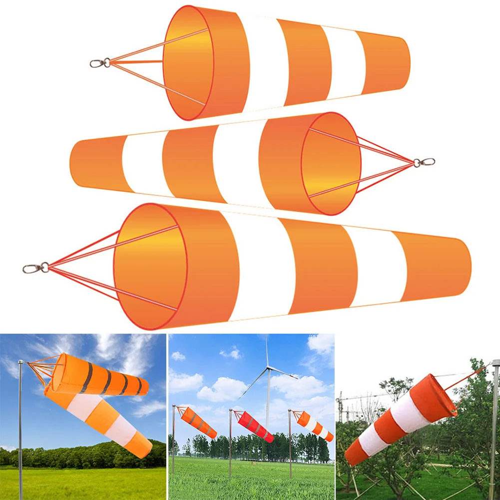 

Reflective Windsock Orange+White Airport Windsock Rip-Stop Polyester Wind Measurement Sock Bag Weathervane Wind Vane