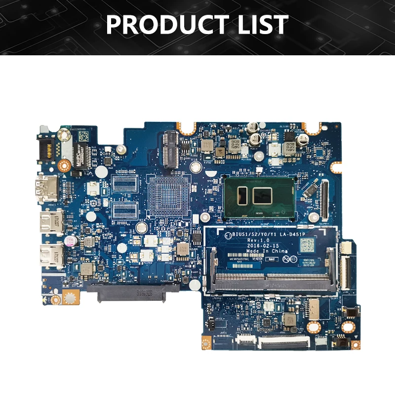 LA-D451P Mainboard UNTUK Lenovo ideapad 510S-14ISK 310S-14ISK Motherboard Laptop BIUS1/S2/Y0/Y1 dengan CPU 4405U tes kerja