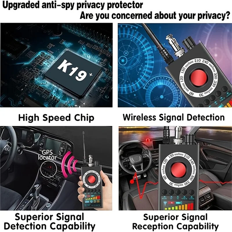 A92Z K19+ Anti escuchas RF inalámbrico GSM señal escuchas telefónicas GPS Tracker Cam Detector Bug Finder