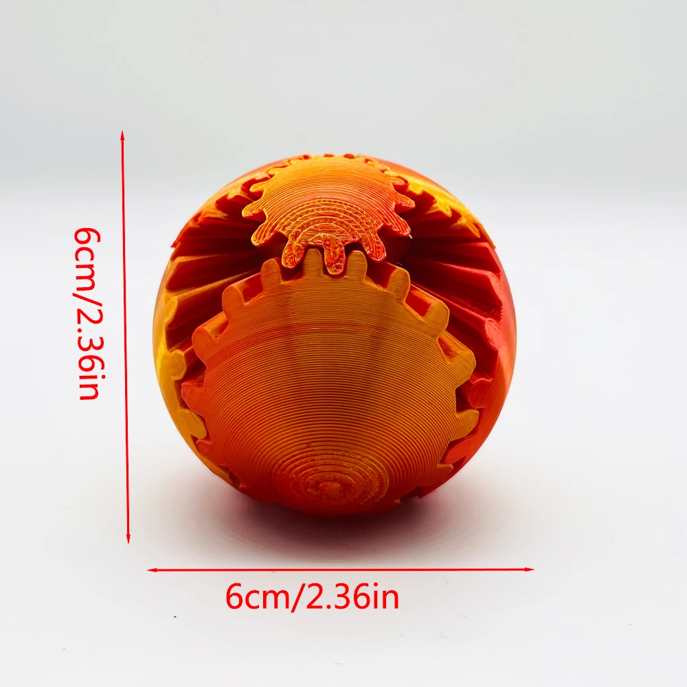 1 gear ball, 3D printed, diameter 2.36 inches, reduced pressure, multiple colors randomly mixed gradient
