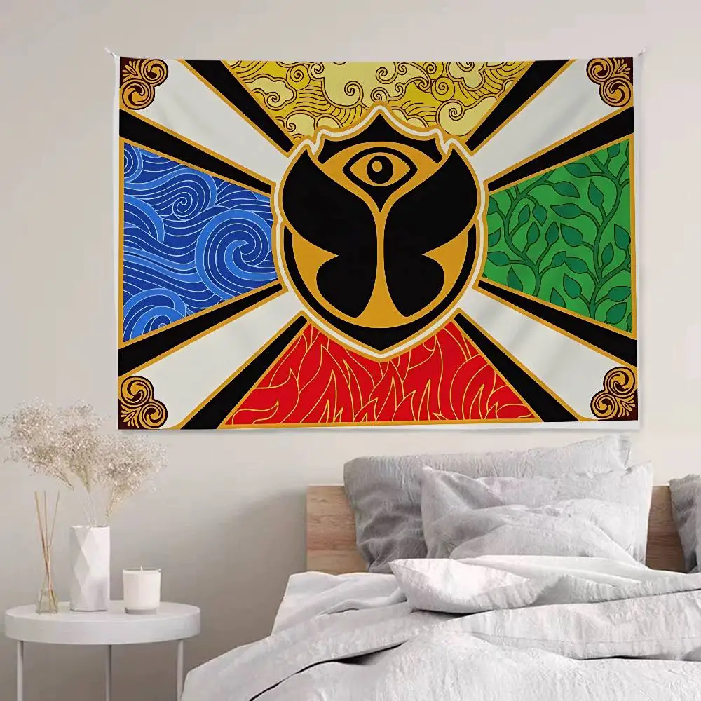 T-Tomorrowlands Music Logo DIY Wall Tapestry Hippie Flower Wall Carpets Dorm Decor Wall Art Decor