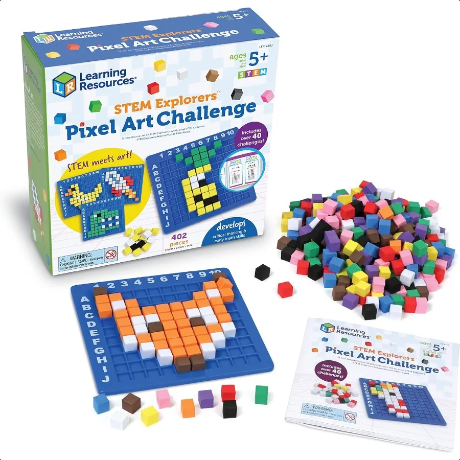 

Learning Resources STEM Explorers Pixel Art Challenge Math Puzzles Pattern Blocks Creativity for Sensory Bin Arts and Crafts Ma
