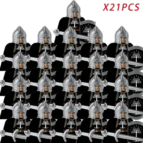 21 stuks moc lotr elfen soldaat orcs leger figuren pantser bewaker dwerg krijger boogschutter middeleeuwse ridders bouwstenen speelgoed cadeau