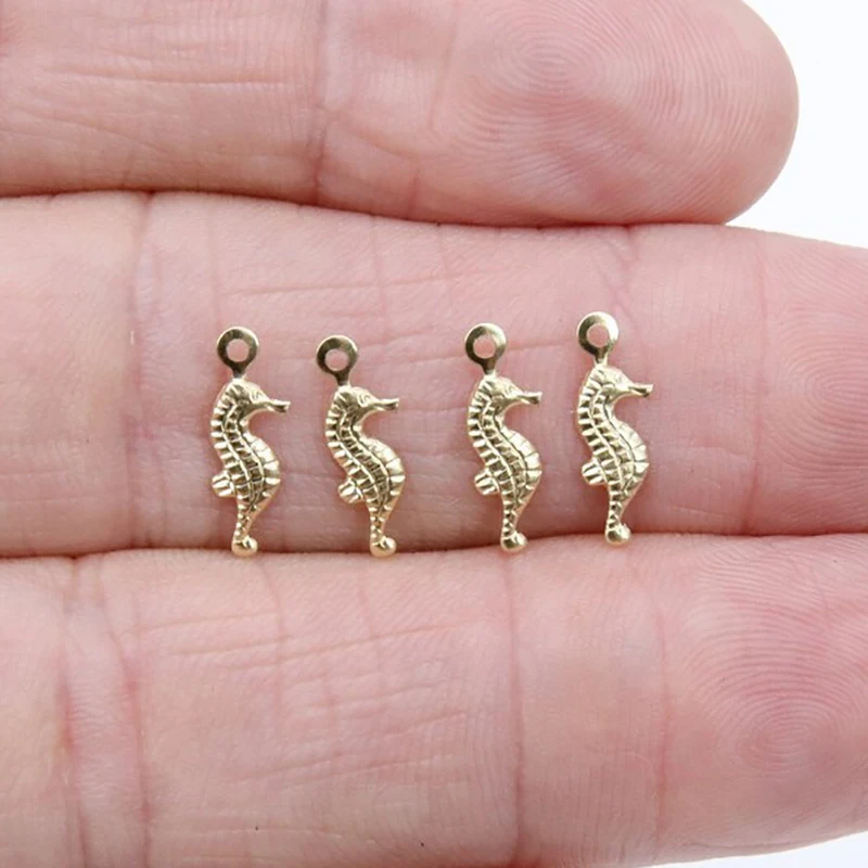 14 K Gold Filled Seahorse Charm, 14 /20 Gold Small Nautical Charm 4.6 x 14 mm Beach charms Tarnish Resistant Jewelry Findings