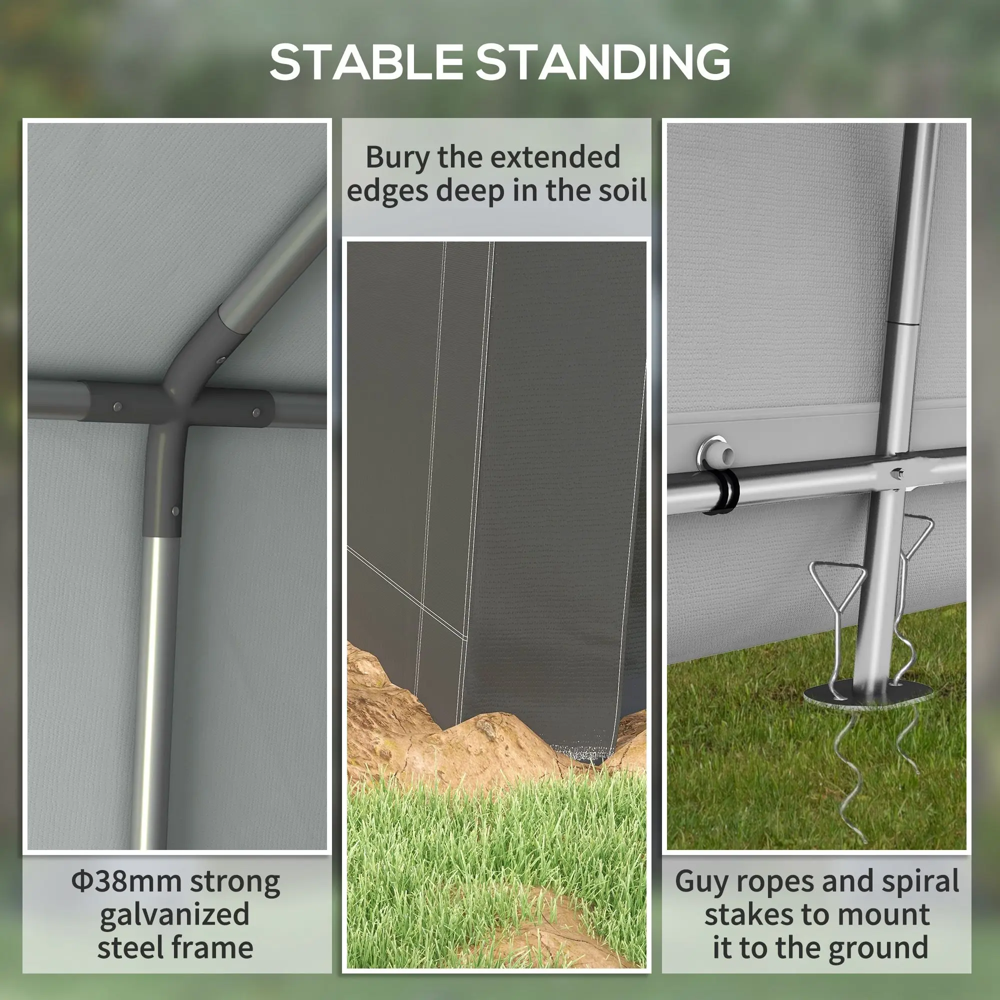 Per garage portatile con capannone portaoggetti da esterno da 7' x 12' con porta avvolgibile per moto, bici, attrezzi da giardino, grigio scuro