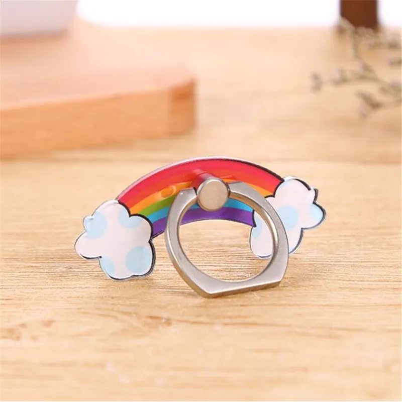 

Universal Cartoon Rainbow Finger Ring Mobile Phone Holder 360 Degree Phone Ring Metal Stand Holder For Iphone For Samsung