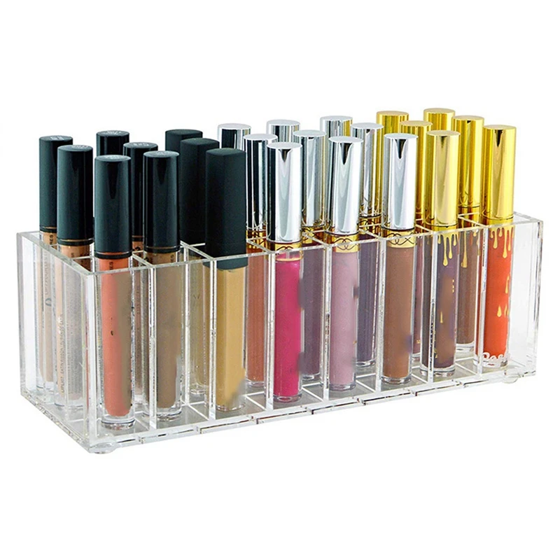 24-Grid Lipstick Storage Box Lip Gloss Container Nail Polish Storage Box Makeup Rack Cosmetics Display Stand