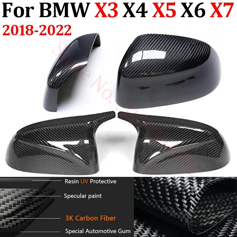 

Rearview Mirror Cover For BMW X3 X4 X5 X6 X7 G01 G02 G05 G06 G07 2018-2022 Real Carbon Fiber Side Mirror Shell Frame Case