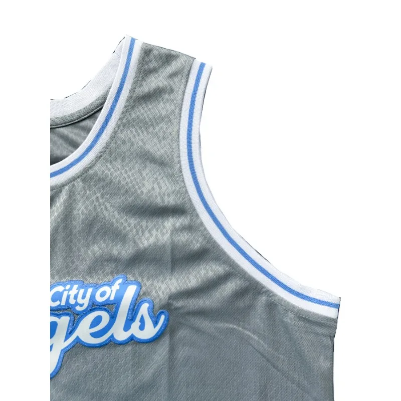 الرجال # 77 قميص كرة السلة المطرز لوس أنجلوس برقبة دائرية، فضفاض مناسب، قميص رياضي كاجوال قابل للتنفس للتدريب على الارتداء غير الرسمي