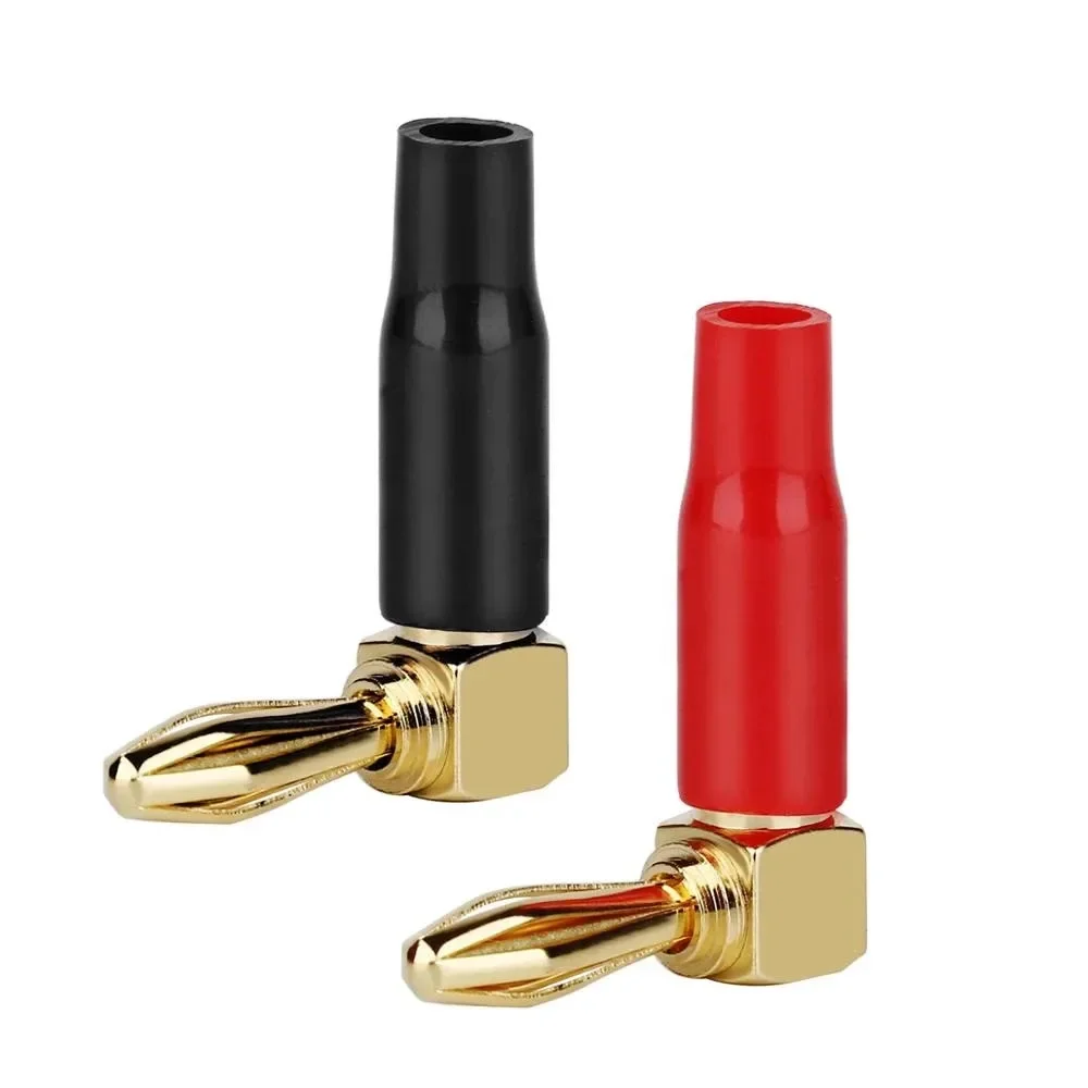 Speaker 90 Banana Plug Degree Audio Connector 6mm Solder Wire Connectors Gold Plated Speaker Terminals Jack Adapter Red Black