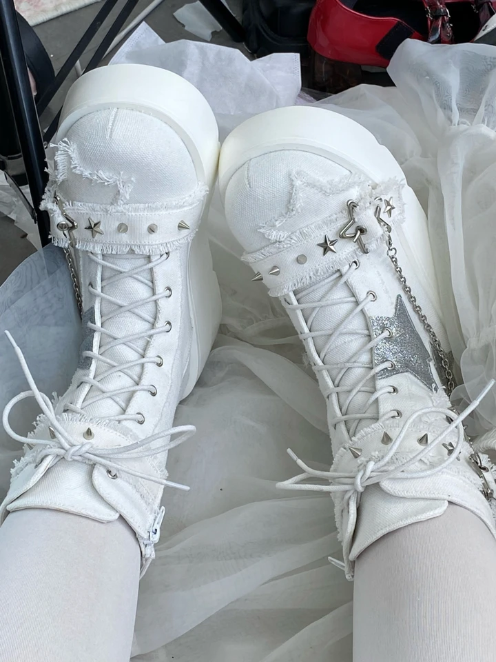 Personalidade y2k sapatos de plataforma menina quente streetwear