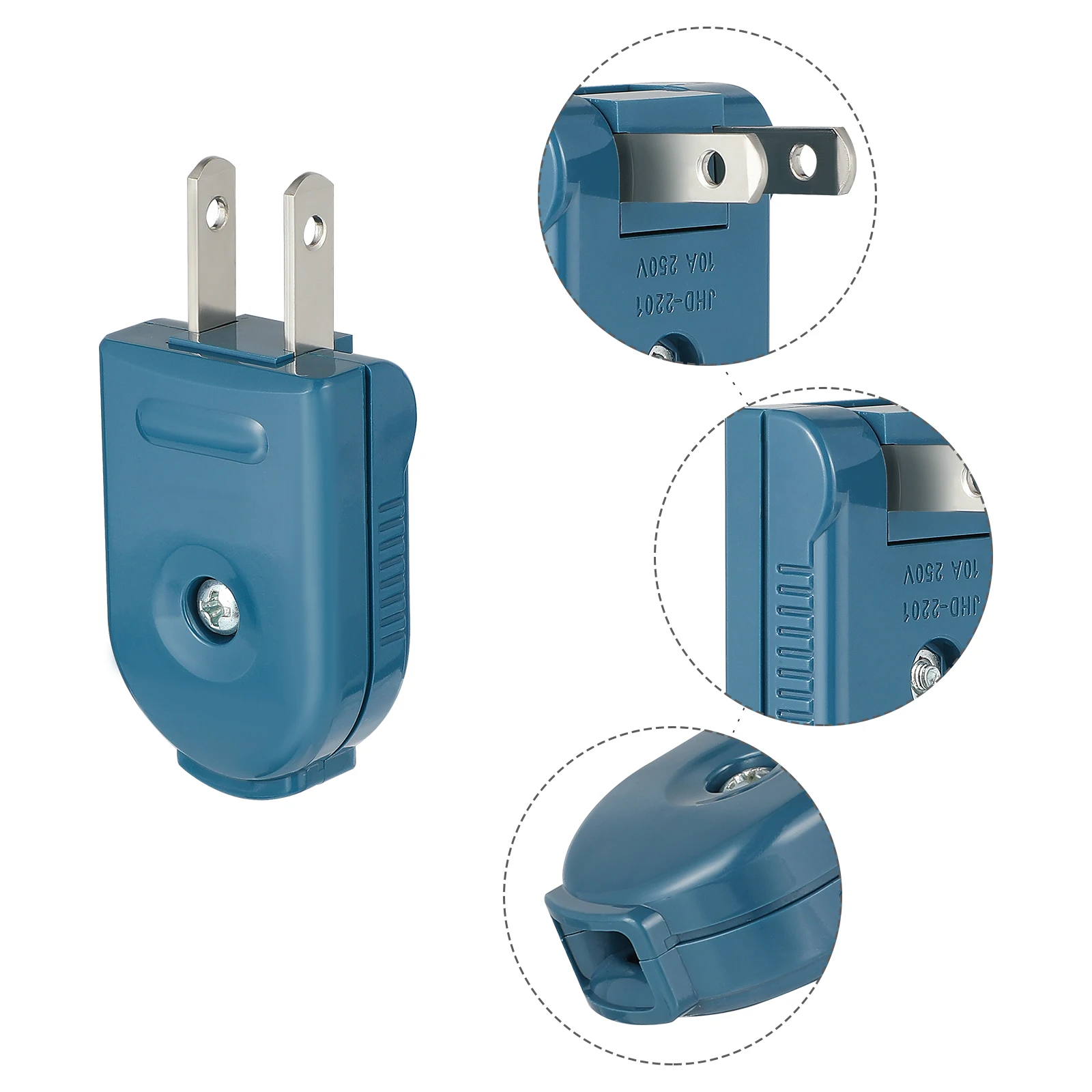 

3Pcs Power Extension Plug Connector 90 Degree Rotatable for Narrow Spaces Copper Conductivity Male 250V Electrical Plug End