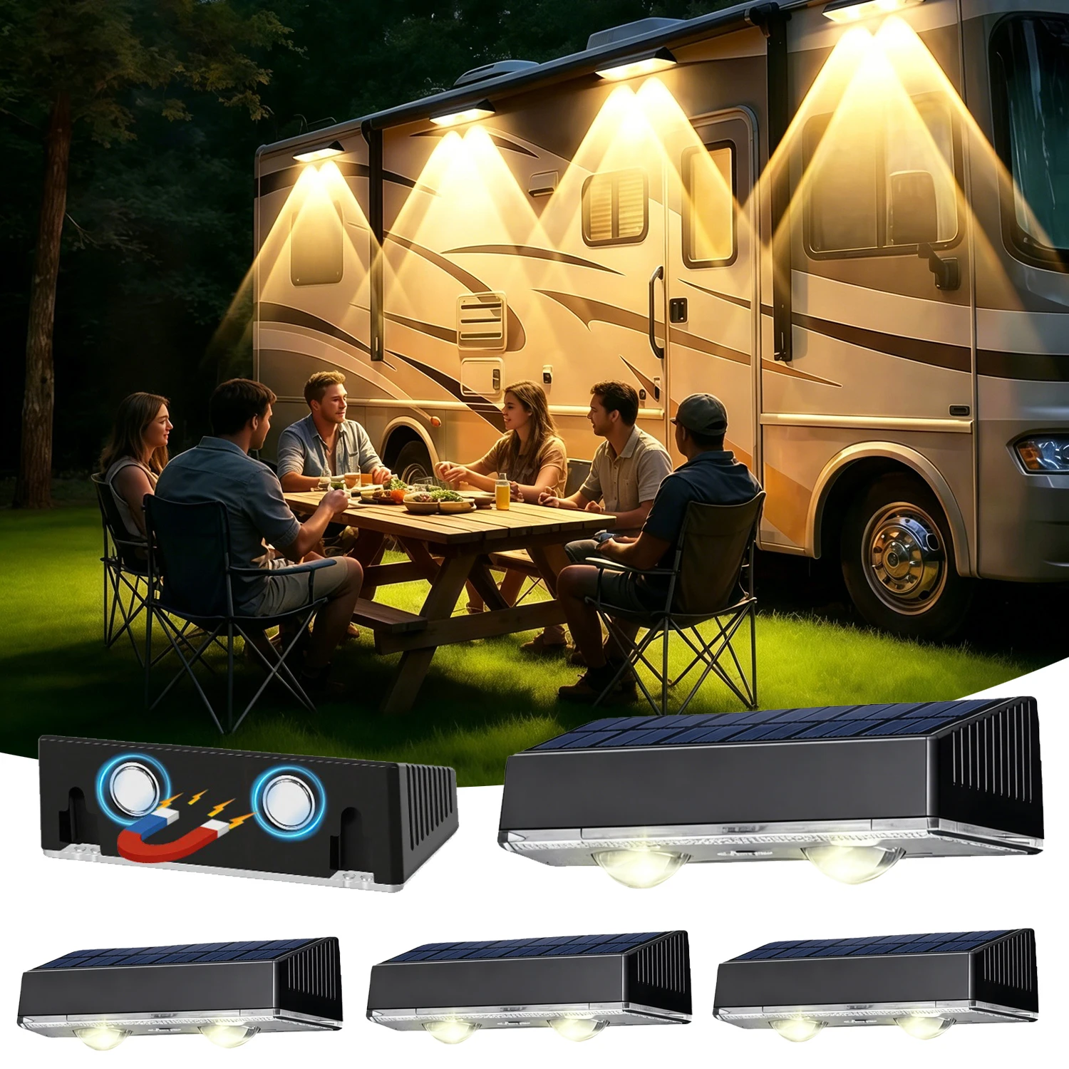 1/2 pcs Magnetic Solar RV Light RV Exterior Light Waterproof RV Porch Lights for Camper, Trailer, Motorhome Outdoor Wall Light