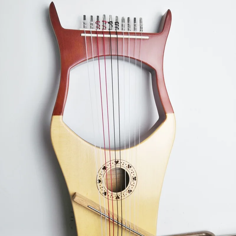 Rosewood Mini Ten-String Lyre Piano Portable Solid Wood Veneer Lira Niche Musical Instrument Steel Components Kalimba Thumb Harp