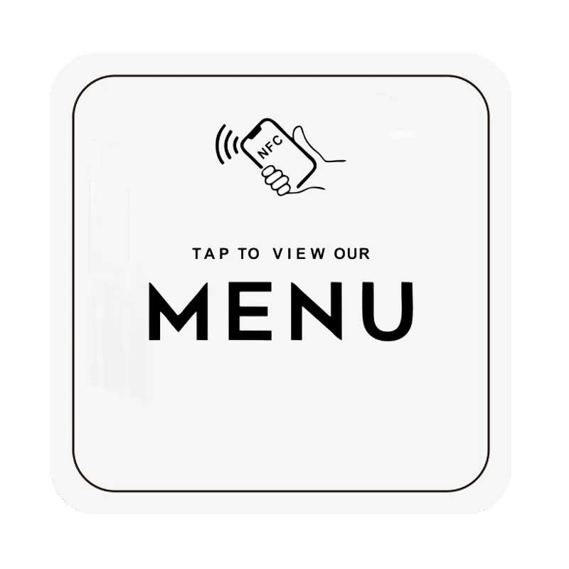 Menu NFC plate NFC Plaque Acrylic Material Mirror Effect Quick Link to Menu