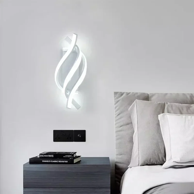 Modern LED Wall Lamp Minimalist Black White Line Decor Light For Bedroom Bedside Backwall Stairway Aisle Lighting Fixture Lustre