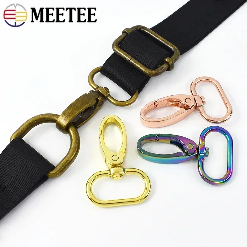 Meetee 10Pcs 16-38mm Bag Strap Hook Buckle Metal Swivel Lobster Clasp DIY Webbing Snap Hooks Keychain Trigger Buckles Accessory