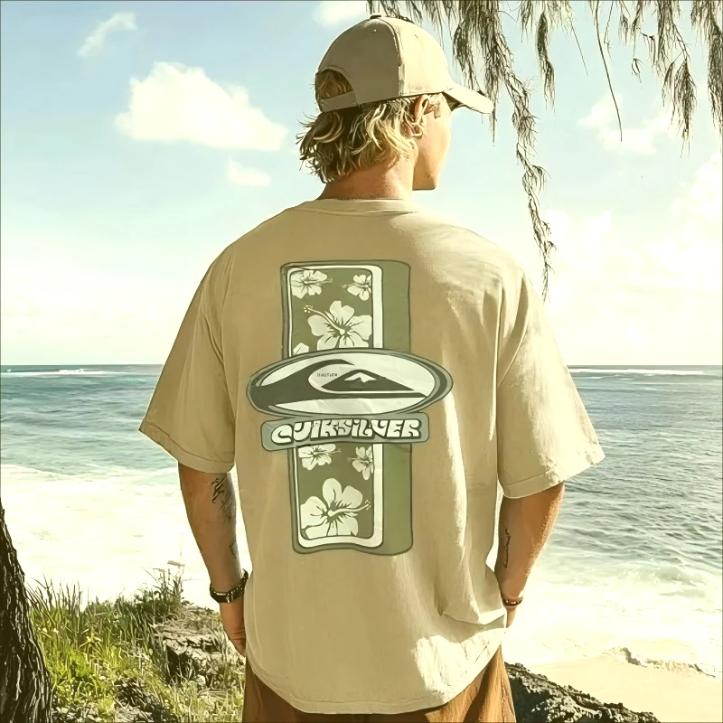 2025 جديد 90s دراجة نارية ريترو تصفح نمط مطبوعة تصفح تي شيرت المألوف الرجال والنساء الملابس قميص