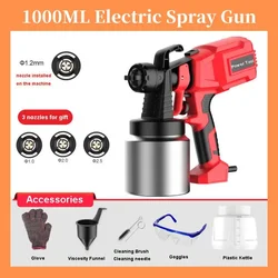 1000ML Electric Spray Gun 550W High Pressure Electric Paint Sprayer Detachable Sprayer Portable Wall Coating Airbrush Power Tool