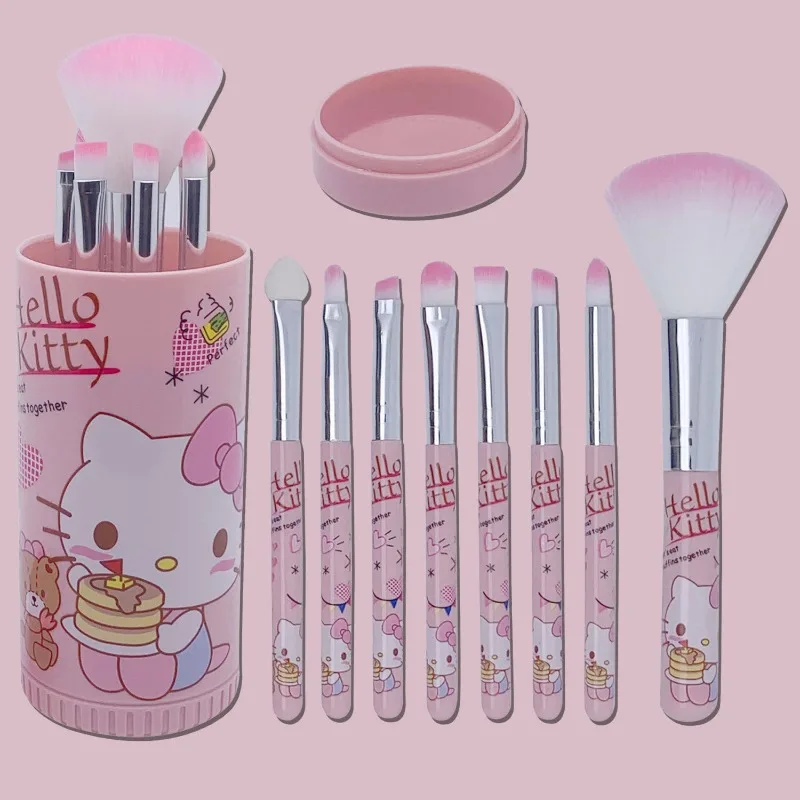 Sanrio creative cartoon pattern HelloKitty student sweet and cute high-looking portable makeup brush 8-piece set holiday gift