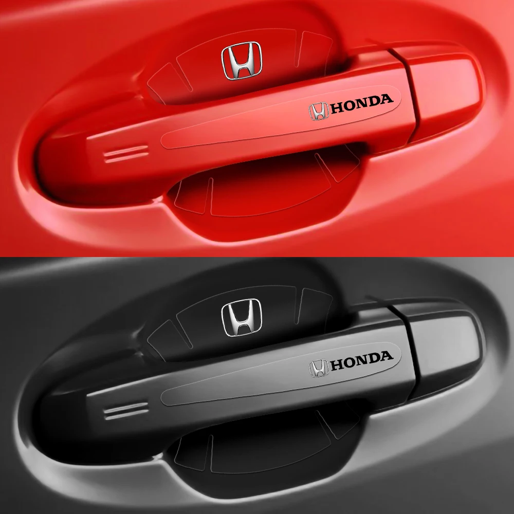 8Pcs Car Accessories PVC Auto Door Handle Protective Stickers For Honda Fit Civic CRV City Jazz Accord CR-Z VTEC Vezel Insight