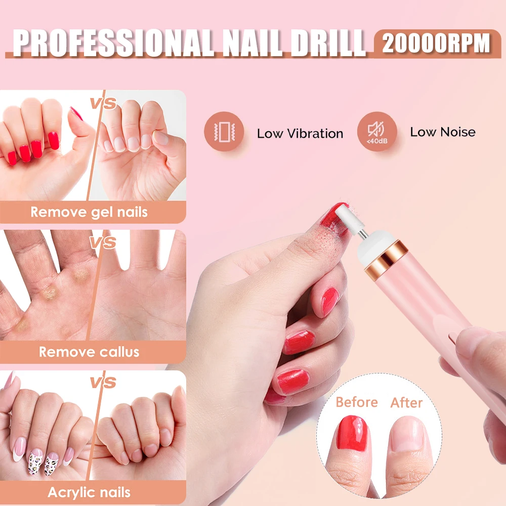 5 in 1 Portable Nail File Care Electric Nail Drill with 4 Speeds Cuticle Trimmer Battery Operated Manicure and Pedicure Tools view 5