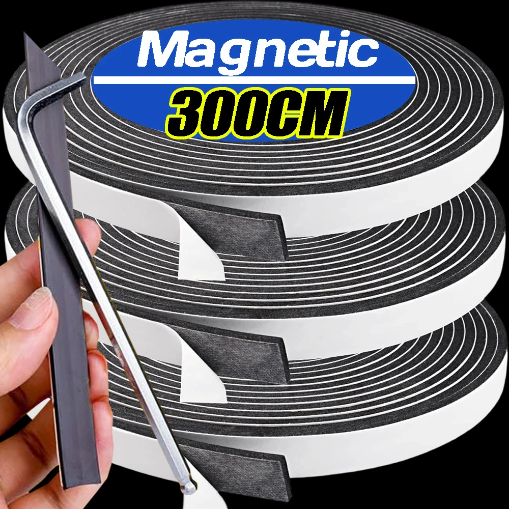 1/3Meters Cuttable Magnetic Rubber Tape for Refrigerator Photo Poster Fixing DIY Self Adhesive Flexible Strong Magnet Strips