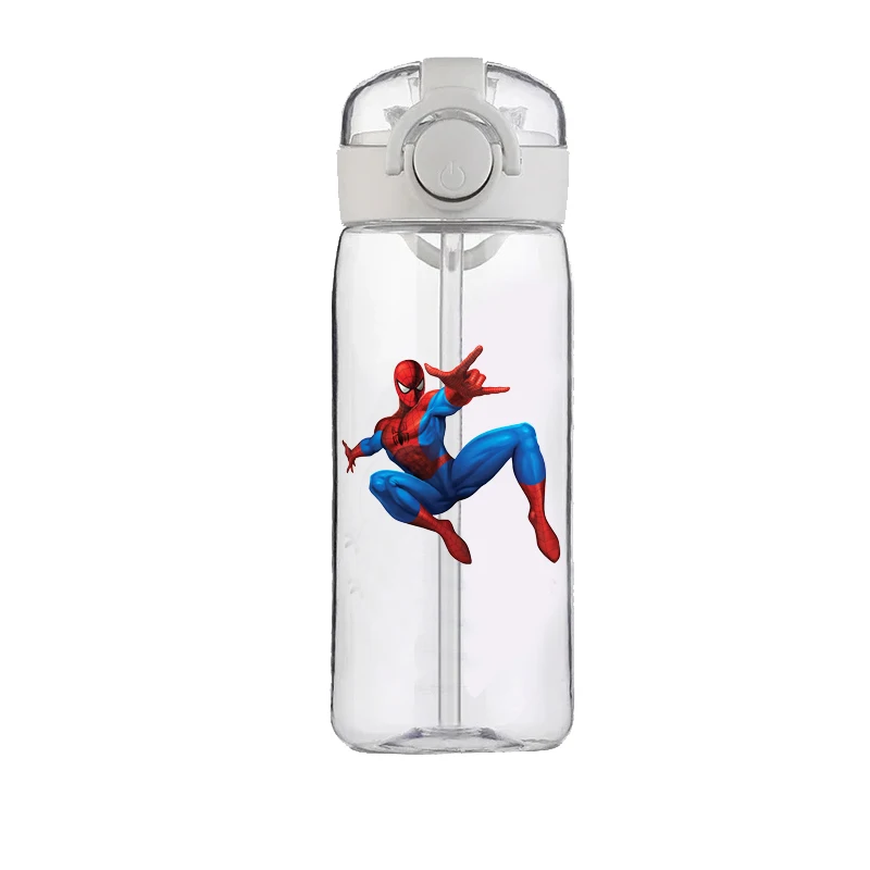 400ML New Marvel Water Cup Large Capacity Food Grade Plastic Heat Resistant Kettle Cartoon Spider-Man Boy Girl Student Cup Gift