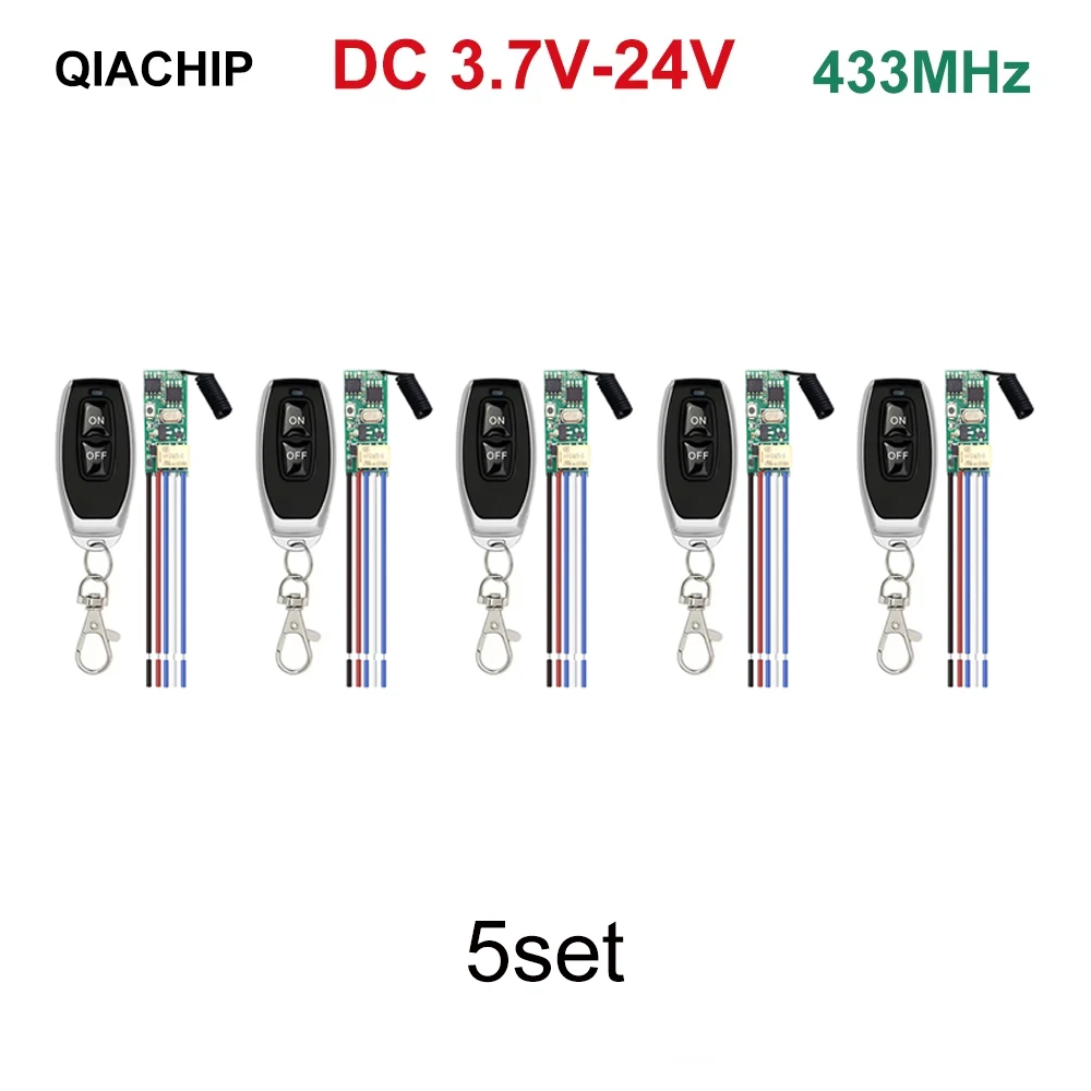 433 MHz Trockenkontakt Drahtloser Fernbedienungsschalter 1 CH RF-Relaisempfänger LED-Lichtsteuerung DIY-Kit DC 5 V 12 V 24 V 433,92 MHz