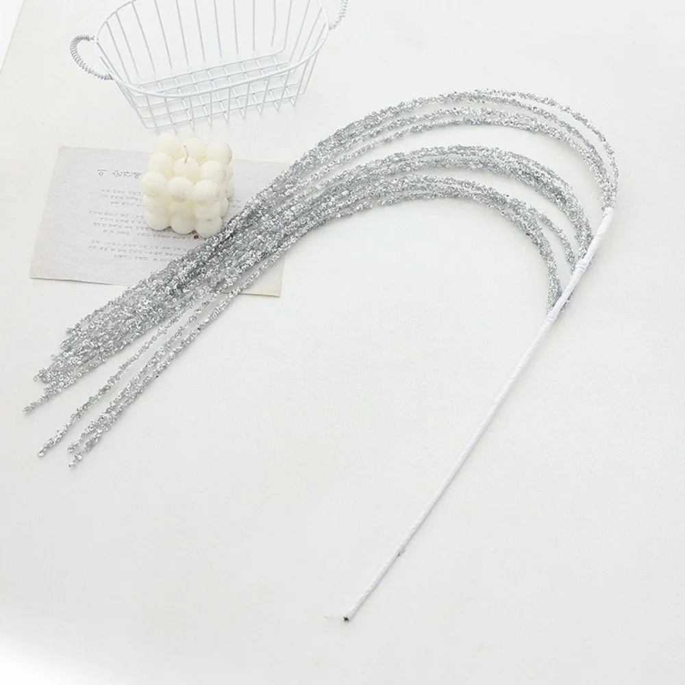 Sequin Glitter Christmas Branch Sticks White Color Tassel Design Artificial Plant Decoration Artificial Plant Branch Sticks