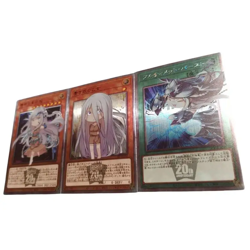 Yu-Gi-Oh Flash Card Kisara White Dragon Mother Girl processo PSER fai da te 3 fogli Action Toy Figures Anime Game Collection Gift