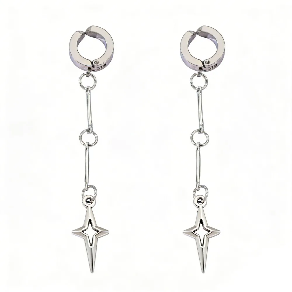 

Gothic Jewelry Cross Star Drop Earrings for Women Punk Charms Stitching Rivet Dangle Earrings Korean Fashion Accessories gifts