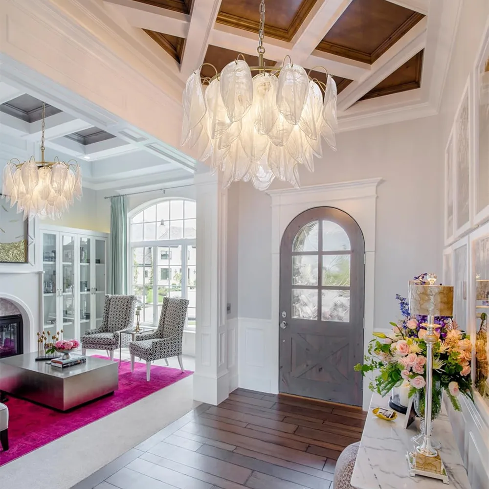 Modern Cloud Glass Chandelier Round Glass Hanging Chandeliers For Dining Living Room Bedroom Kitchen