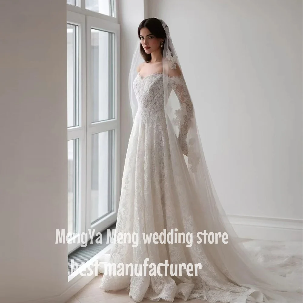 

ZHUISHU Кружевные свадебные платья с открытыми плечами и длинными рукавами, милая аппликация, пляжное свадебное платье невесты, платья de novia по индивидуальному заказу