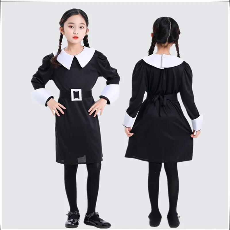 

Black Wednesday Costume Dress Children's Adams Family Halloween Cosplay Outfit Polyester Fiber 100% Online Sales Exclusive