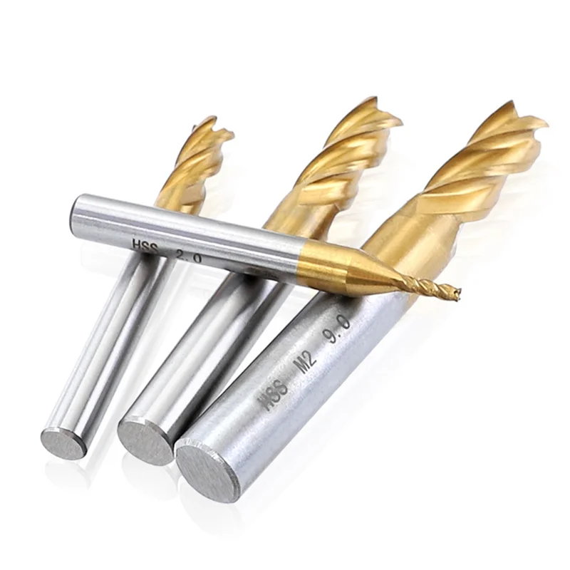 

11Pcs Milling Cutters 4-Flute Titanium Coated HSS End Mill Set 1.5-10Mm CNC Router Bit For Wood Steel Milling-AA70