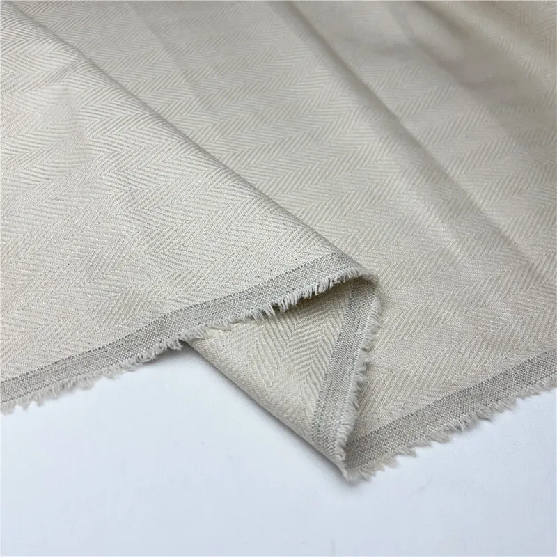 Breathable Fishbone Jacquard Worsted Linen Fabric Heavyweight Rain Dew Hemp Material Spring Business Suits & Tailored Clothing