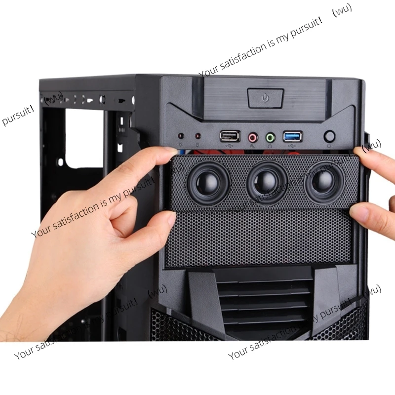Stereo surround speakers PC front panel, computer case connection, built-in mini microphone, music speakers