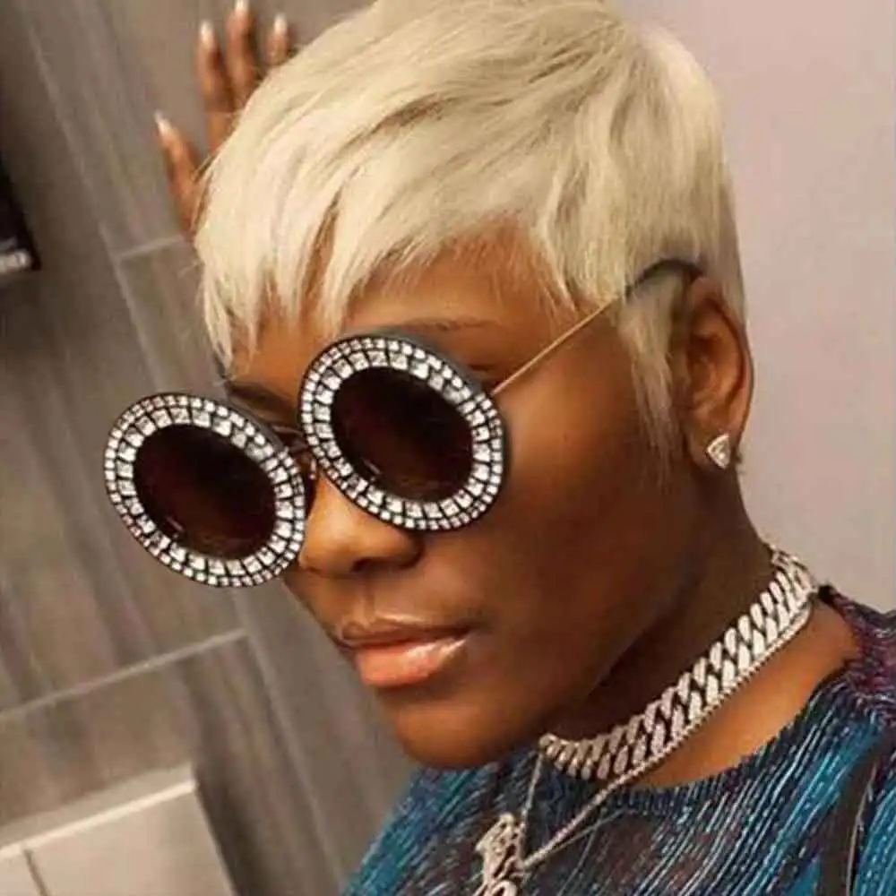 

613 Светлый парик из натуральных волос Remy с стрижкой пикси, плотность 150, парик машинного производства для женщин