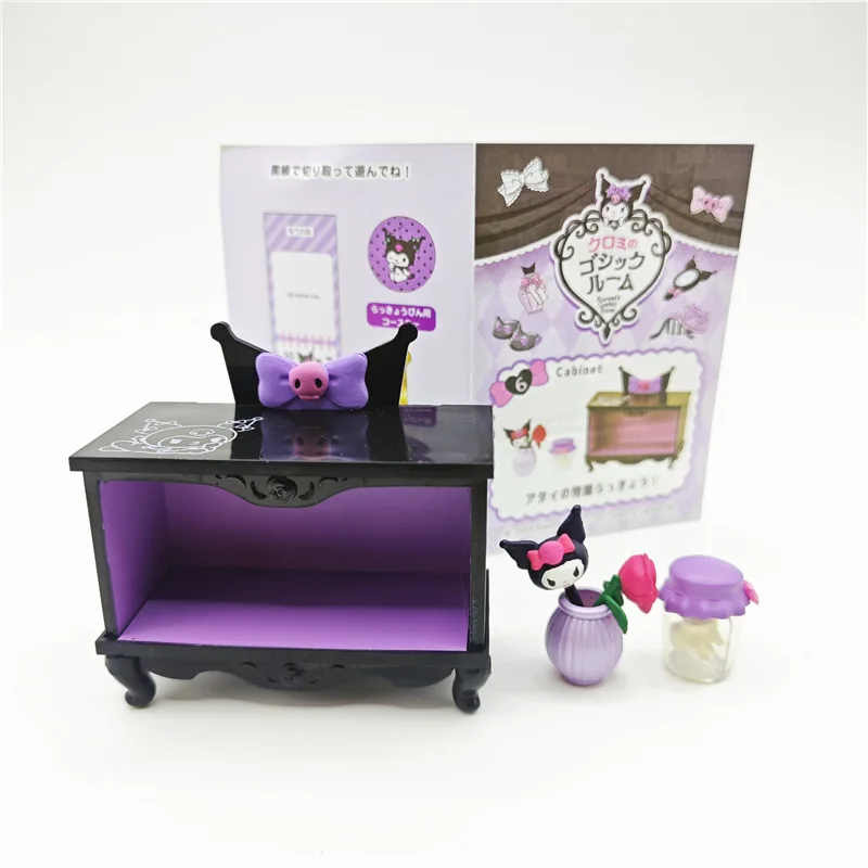 Sanrio Kuromi The Gothic Room Miniature Scene Blind Box Doll Cartoon Toy Model Ornaments Figures Children Christmas Gifts