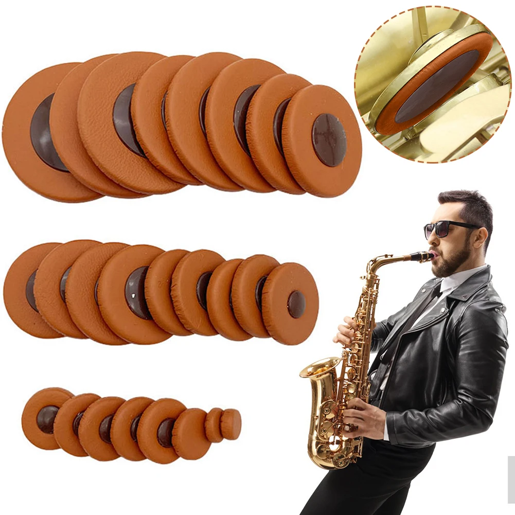 

Подушечки для саксофона, ремонтные подушечки для саксофона разных размеров, долговечные подушечки для альт-саксофона, кожаные подушки для саксофона для любителей саксофона, игроков