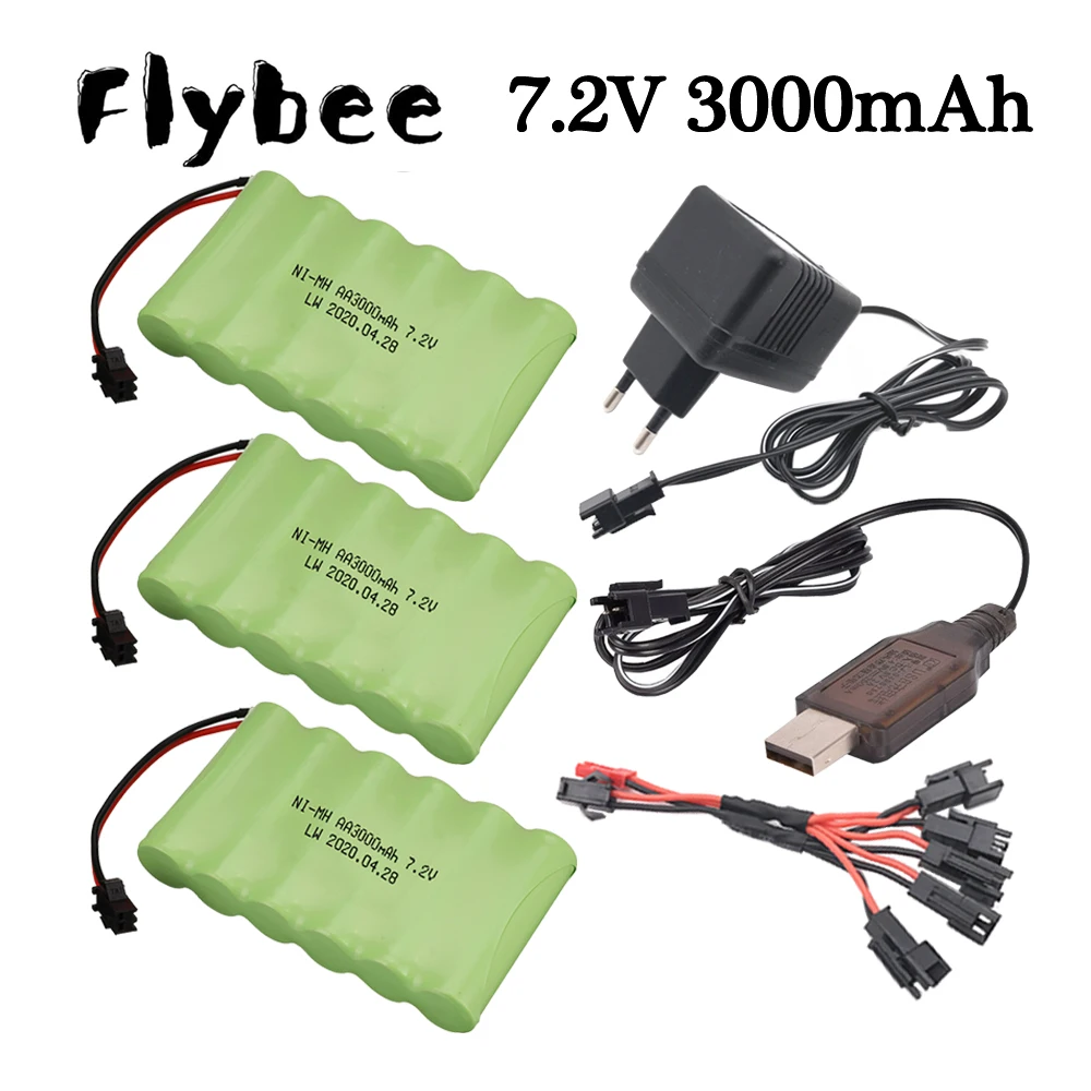 

7.2v 3000mAh AA NIMH Battery / 7.2V Charger Sets For RC Cars Robots Tanks Boats Gun Upgrade 7.2v Rechargeable Battery Pack