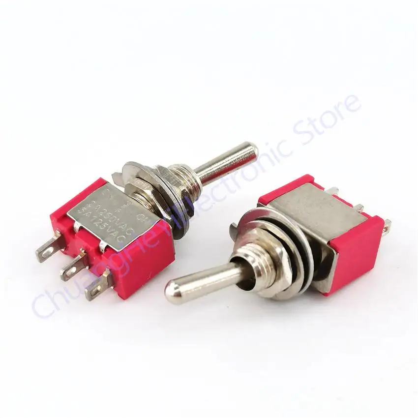 Red Miniature Toggle Switch MTS-103 MTS103 AC 250V/2A 120V/5A Mini Switch Lever Switch 3 Pin ON/OFF/ON 3P3T