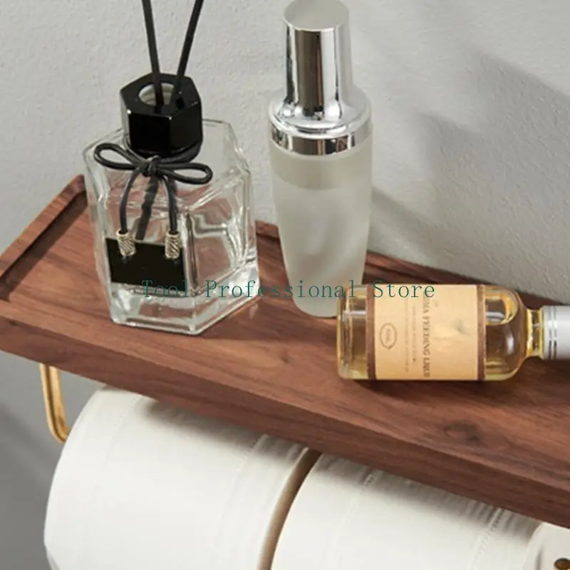 

57QF Wall Mounted Toilet Paper Roll Holder Brass Single Roll Tissue Holder with Tray Kitchen Bathroom Accessories