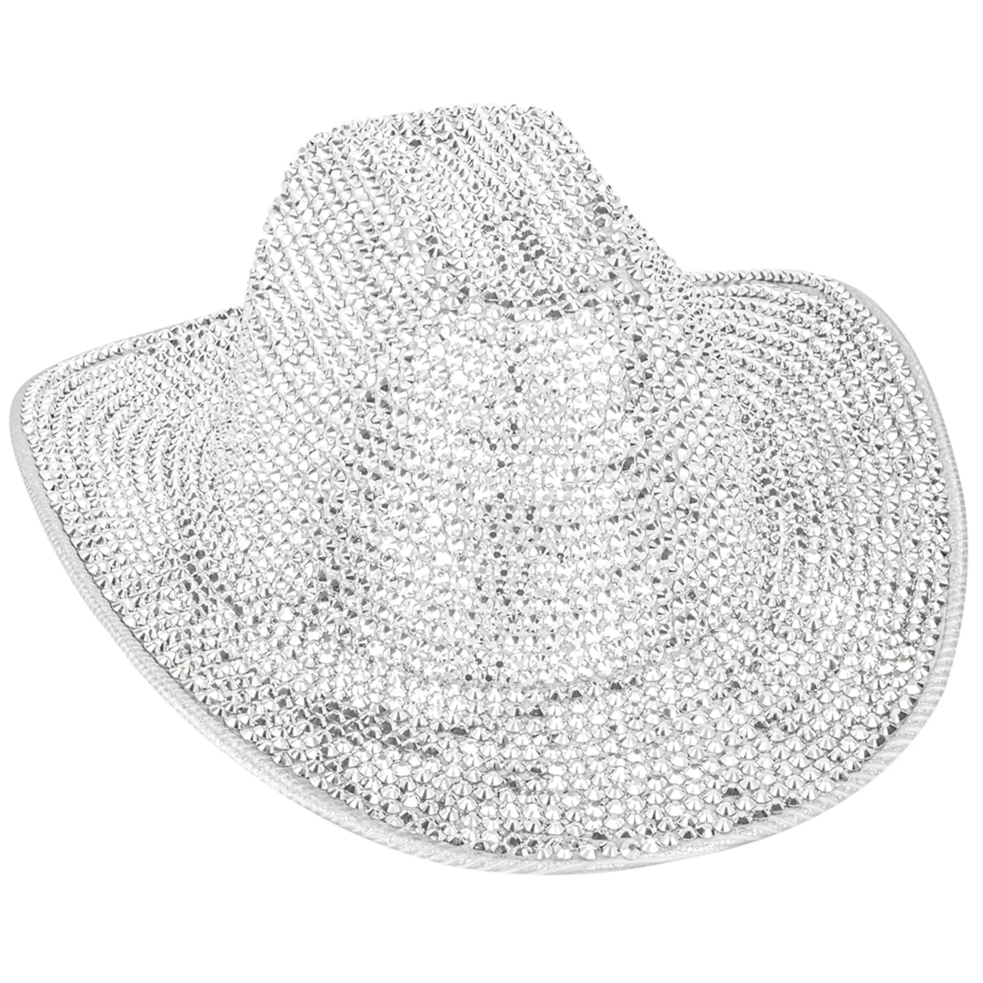 Kapelusz kowbojski z dżetami i diamentowym frędzlem, błyszczący kapelusz kowbojski z szerokim rondem w stylu western na cosplay, wesele.