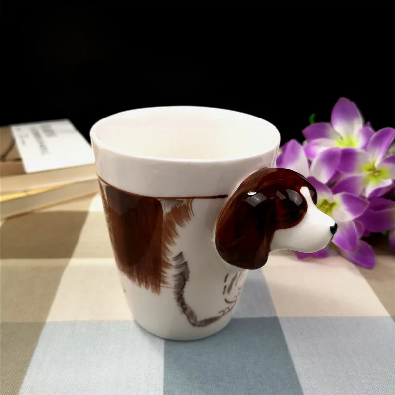 400ml Cartoon Puppy Creative Ceramic Chenille Mug 3D Animal Cup Bulldog Cute Dog Samoyed Coffee Mug Home Tableware Supplies Gift