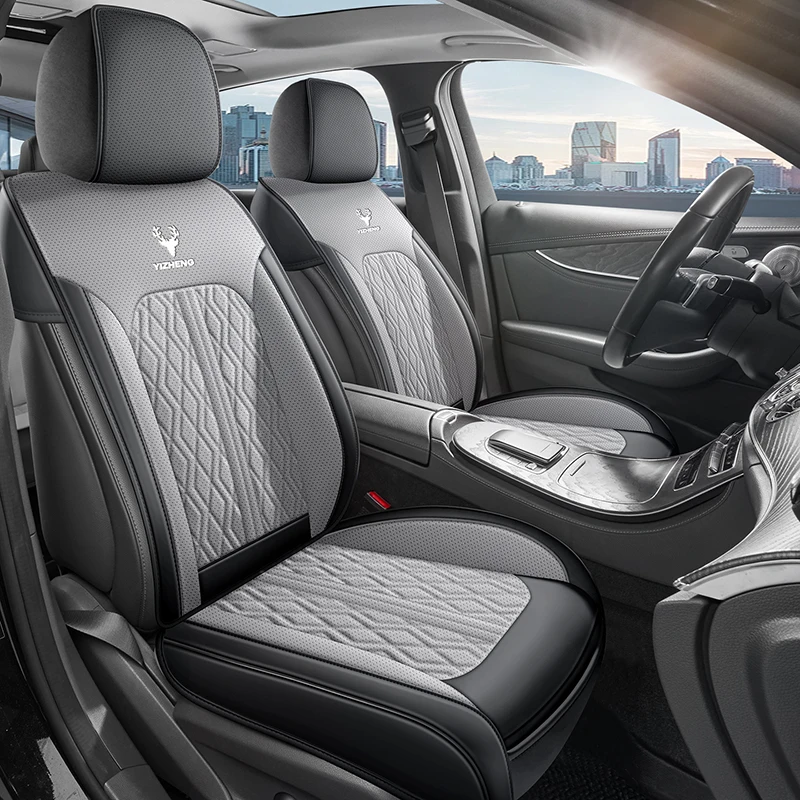 Front Double Seats, Luxurious Pu Leather Full-Cover Car Seat Covers, Universal, Breathable and Comfortable, Not Stuffy, Suitable for All Seasons, Fits the Seats Well, Non-Slip and Does Not Shift, Easy to Clean and Maintain, 3D Side Support, Enhances Driving Experience, Available in 5 Colors, Car Seat Cushion, Great Car Accessory, Suitable for Sedans, Suvs, Trucks and Other Models