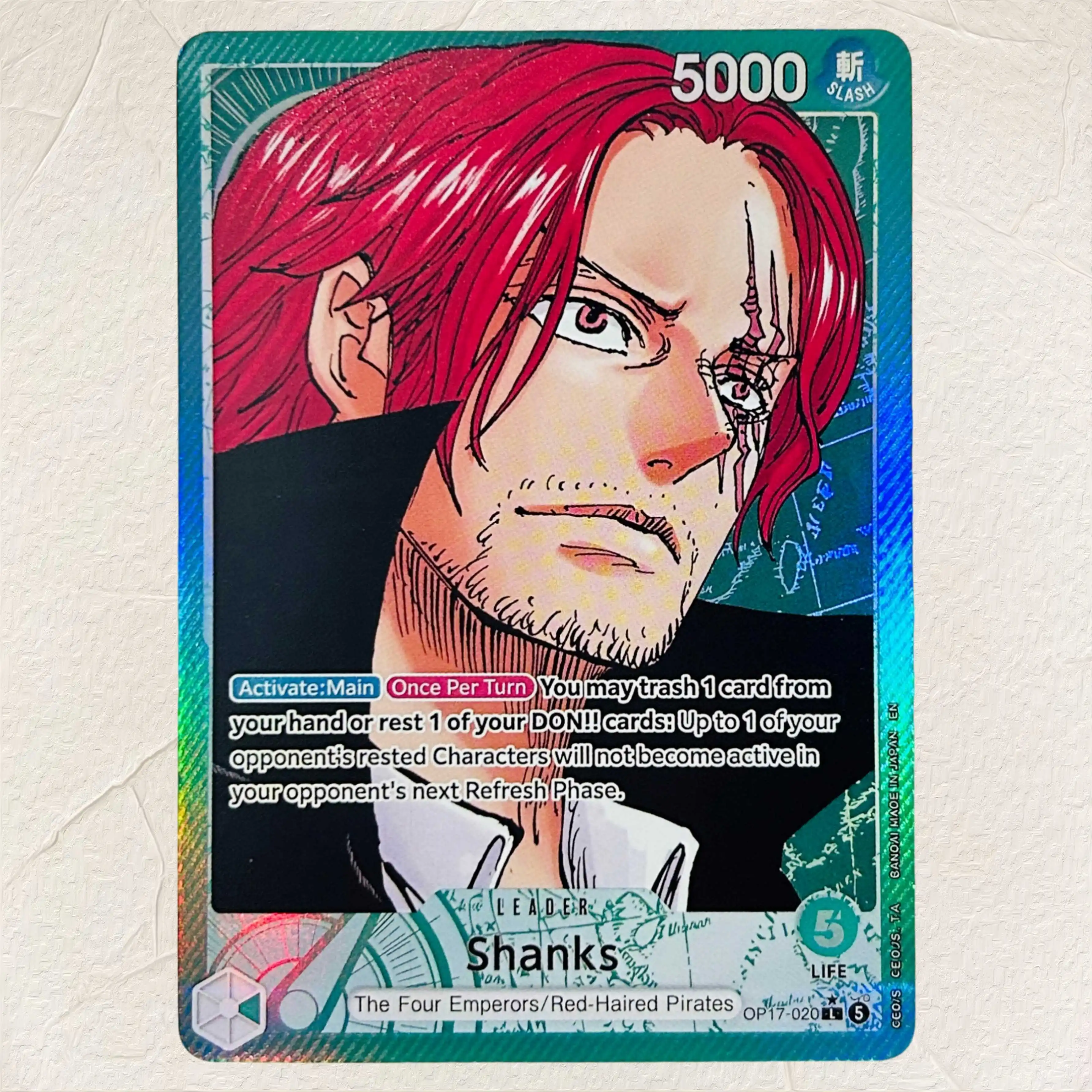 One Piece Shanks OP17-020 English Version DIY Foil Texture Cards Collectible Grade Premium Anime Collection Cards