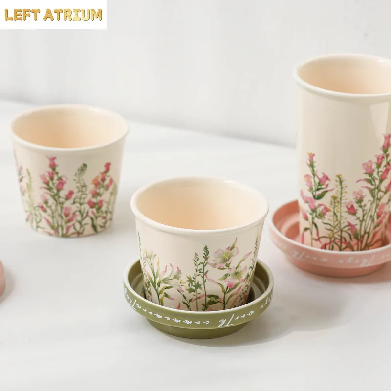 Lily Wind Chimes Spring Ceramic Coffee Cup with Lid Hand Cup Large Capacity Water Cups with Lid Office Mug Sessile
